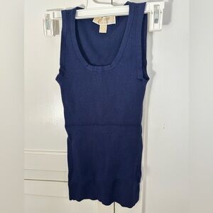 Michael Kors Deep Blue Ribbed Tank Top
